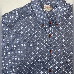 Faherty Button Down Shirt Mens XL Blue White Short Sleeve.